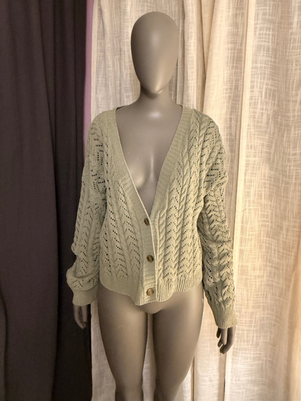 Mi Ami Green Cardigan - Crochet with Buttons